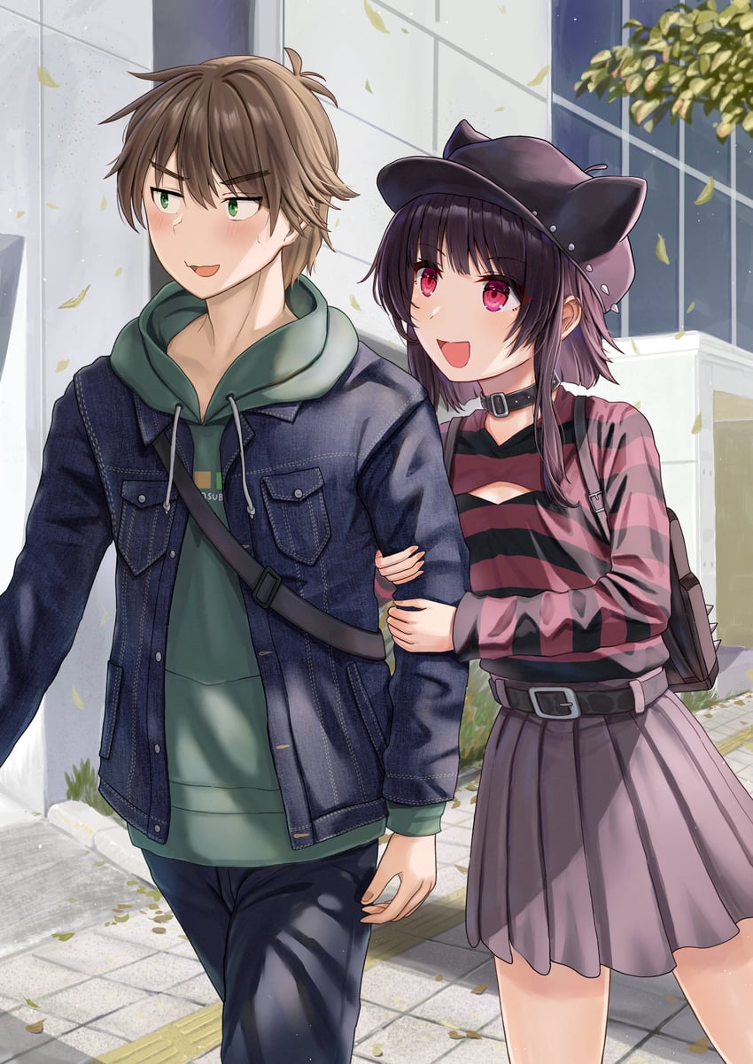 megumin and satou kazuma (kono subarashii sekai ni shukufuku wo!) drawn by isome