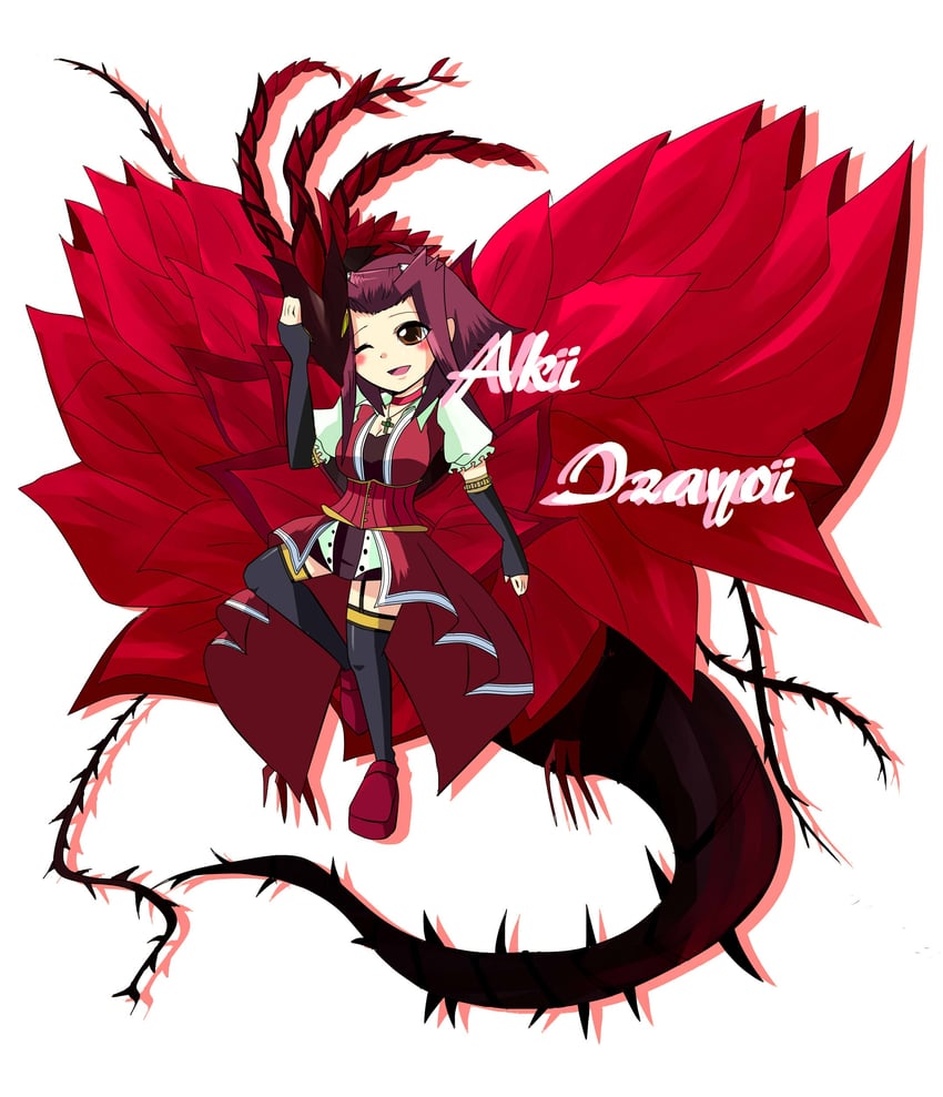 izayoi aki and black rose dragon (yu-gi-oh! and 1 more) drawn by maruko1110
