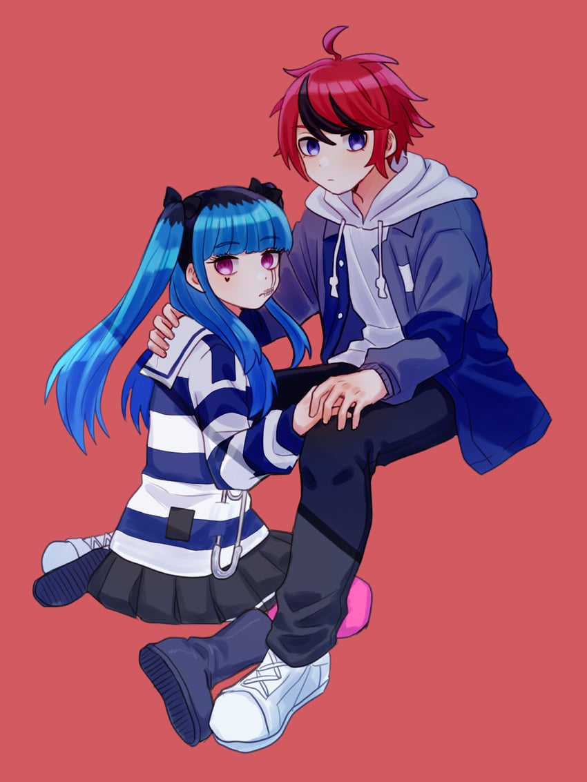 sumino takumi and amemiya darumi (the hundred line -last defense academy-) drawn by momo_(momo_2muco)