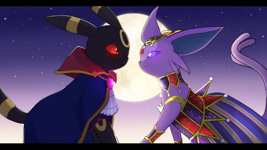 umbreon and espeon (pokemon and 1 more) drawn by yuu_(yuu777hh)