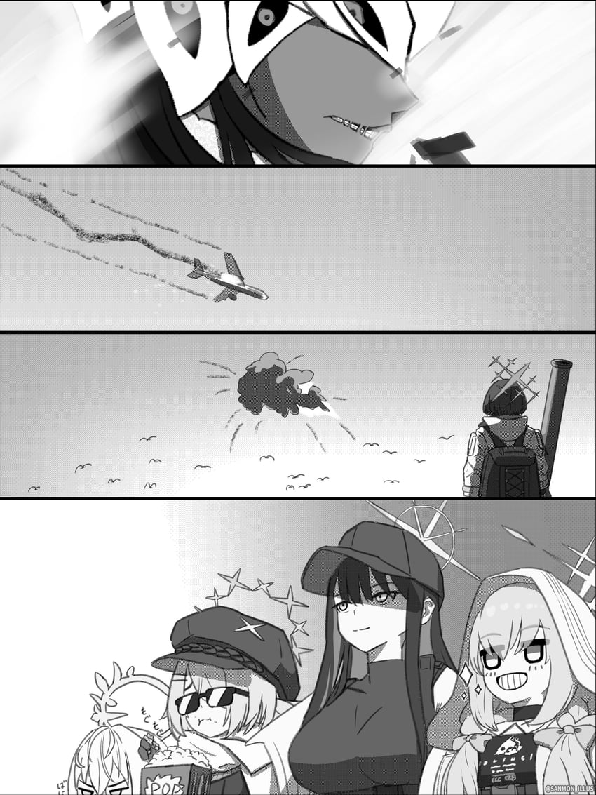 saori, azusa, atsuko, hiyori, misaki, and 1 more (fate and 2 more) drawn by sanmon_illus