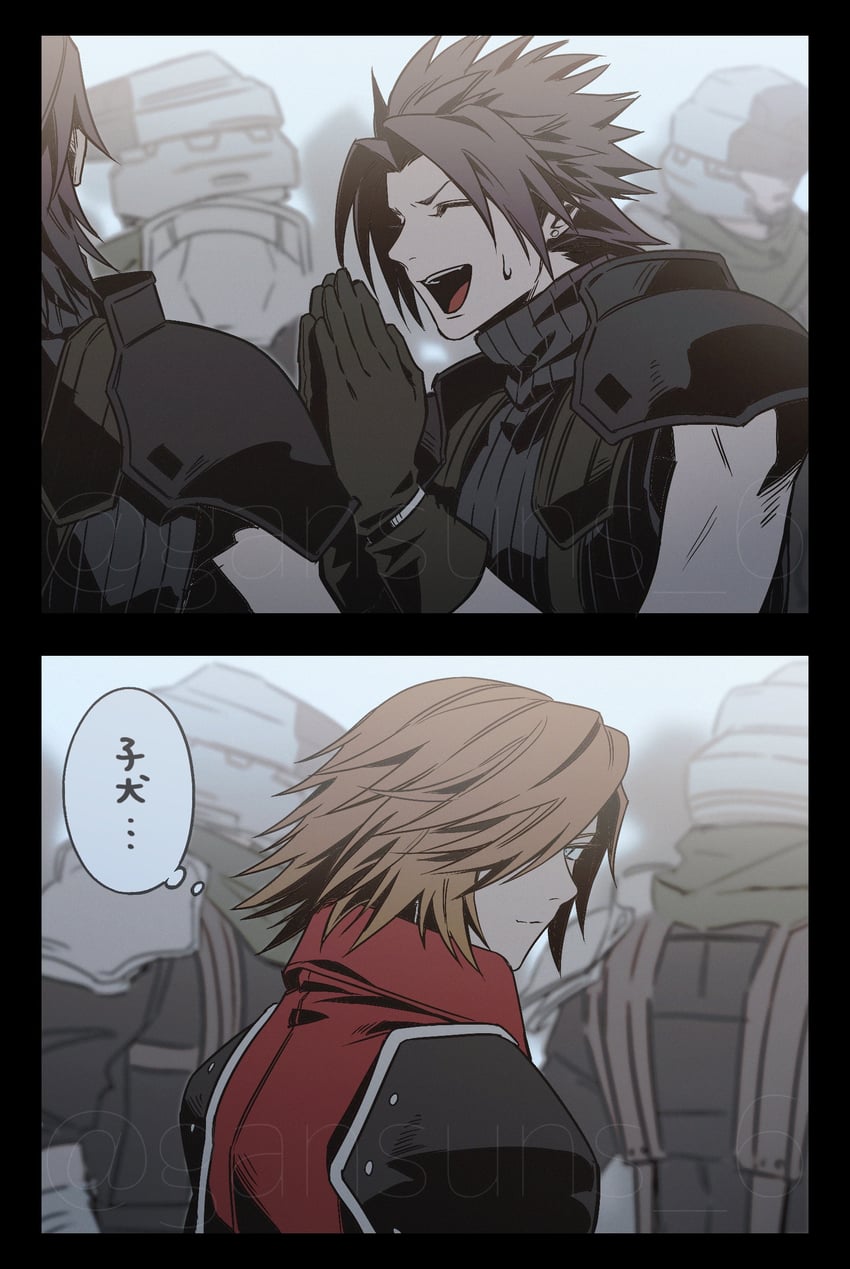 zack fair, genesis rhapsodos, and angeal hewley (final fantasy and 2 more) drawn by roku_(gansuns)