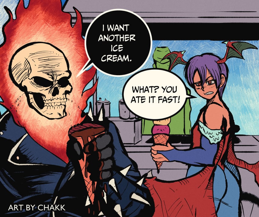 lilith and ghost rider (marvel and 3 more) drawn by chakkrx