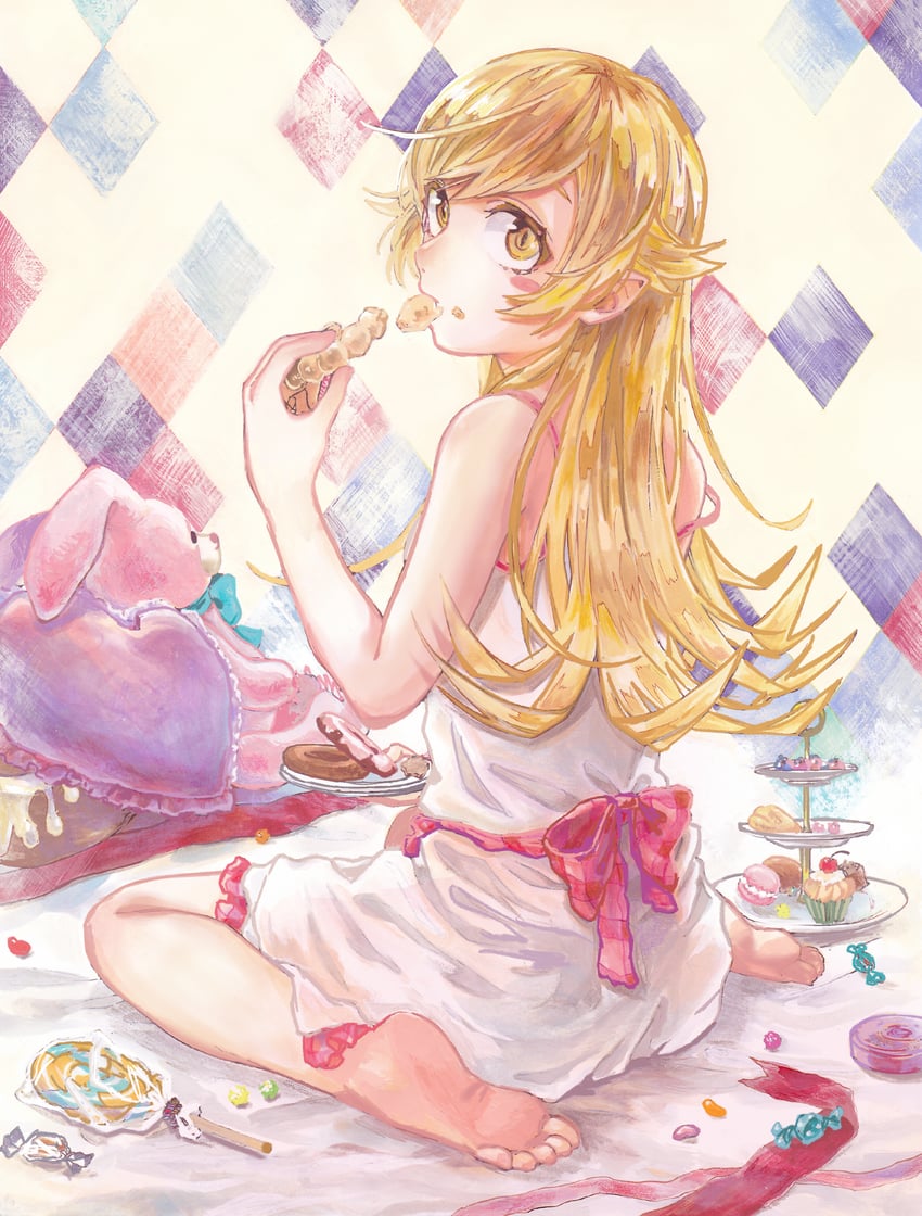 oshino shinobu (monogatari and 1 more) drawn by kanari_ohashi
