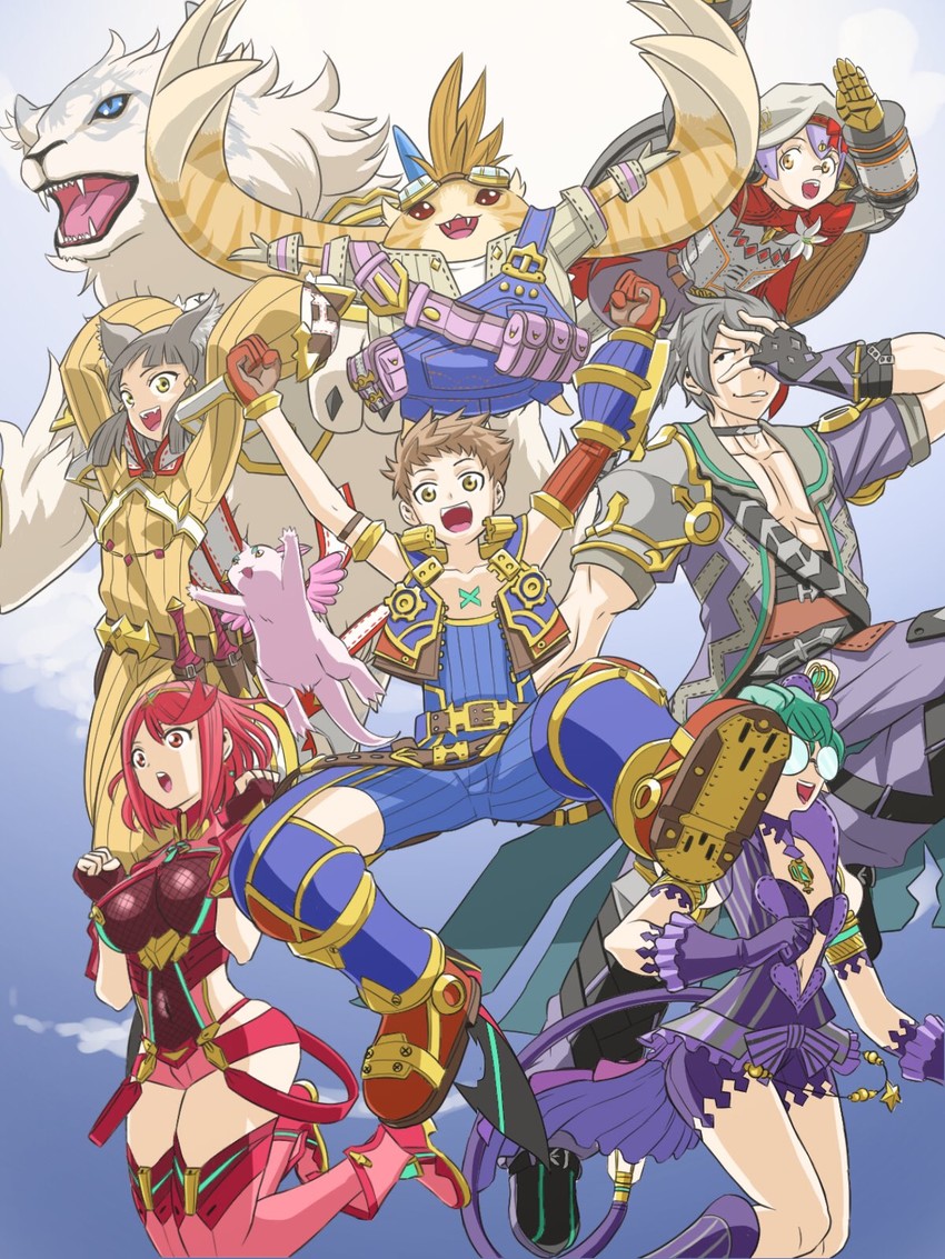 pyra, nia, rex, poppi, pandoria, and 4 more (xenoblade chronicles and 1 more) drawn by inoriofthewild