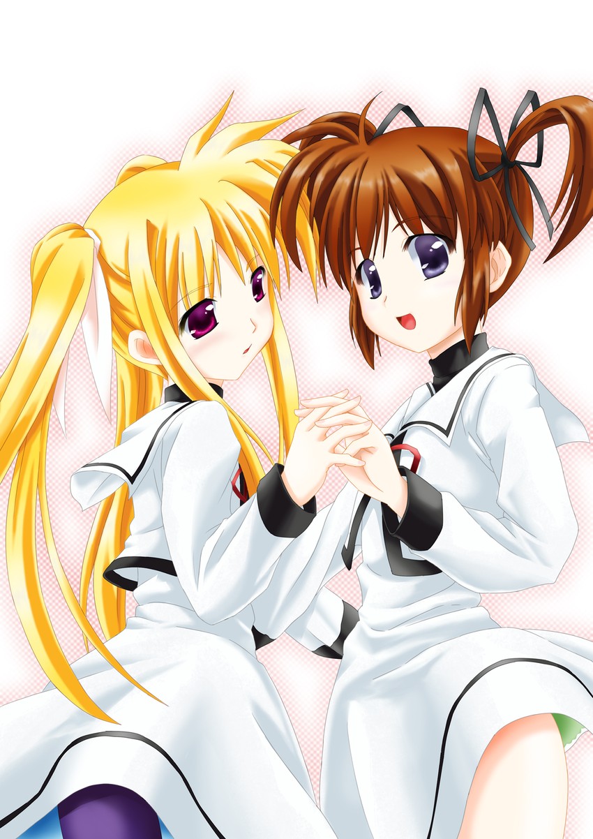 fate testarossa and takamachi nanoha (lyrical nanoha and 2 more) drawn by kuroyorozu