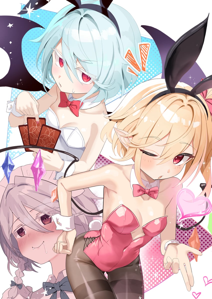 remilia scarlet, flandre scarlet, and izayoi sakuya (touhou) drawn by amano_hagoromo