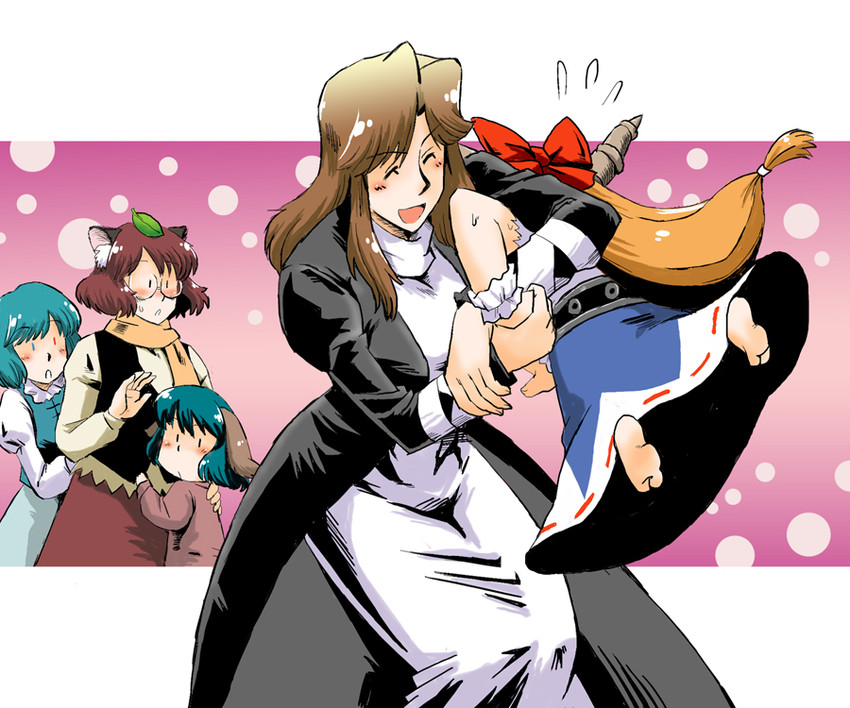 tatara kogasa, ibuki suika, hijiri byakuren, kasodani kyouko, and futatsuiwa mamizou (touhou and 1 more) drawn by azuki_osamitsu