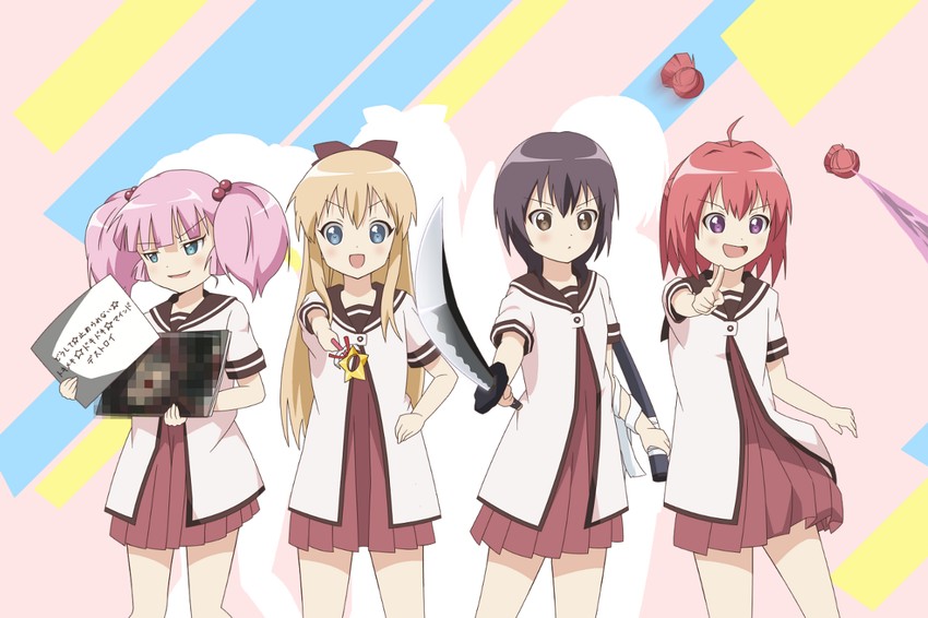 toshinou kyouko, akaza akari, funami yui, and yoshikawa chinatsu (yuruyuri) drawn by kashiopea