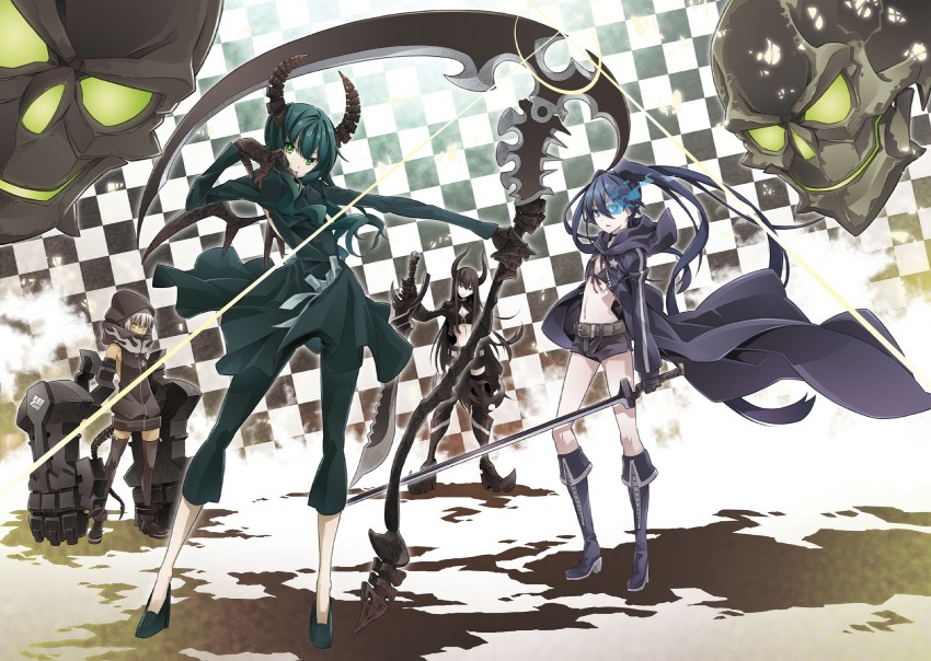 black rock shooter, dead master, strength, and black gold saw (black rock shooter) drawn by yamanami_kousuke