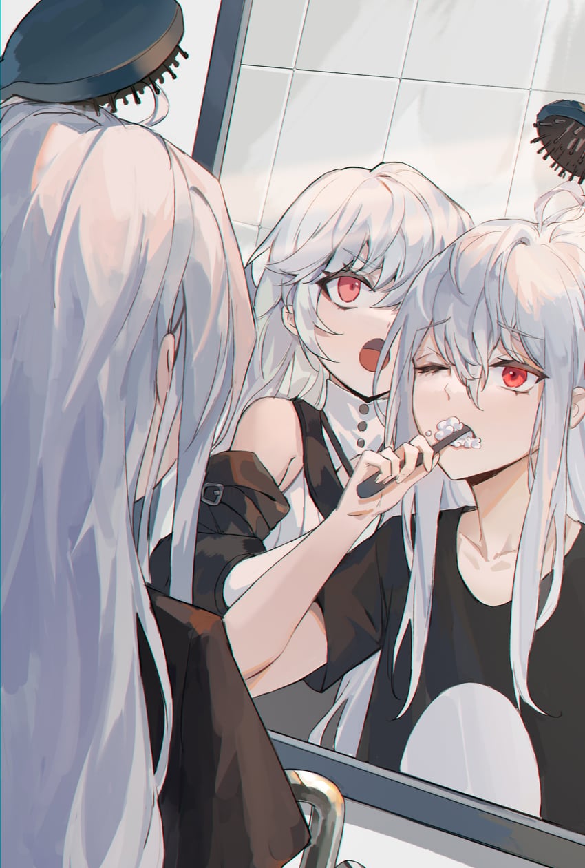skadi, specter, and specter the unchained (arknights) drawn by was775