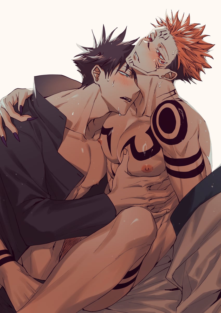 fushiguro megumi and ryoumen sukuna (jujutsu kaisen) drawn by azukiharuta_ju