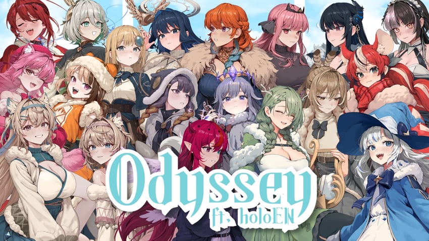 gawr gura, mori calliope, ouro kronii, ninomae ina'nis, nanashi mumei, and 14 more (hololive and 2 more) drawn by gum_shrew