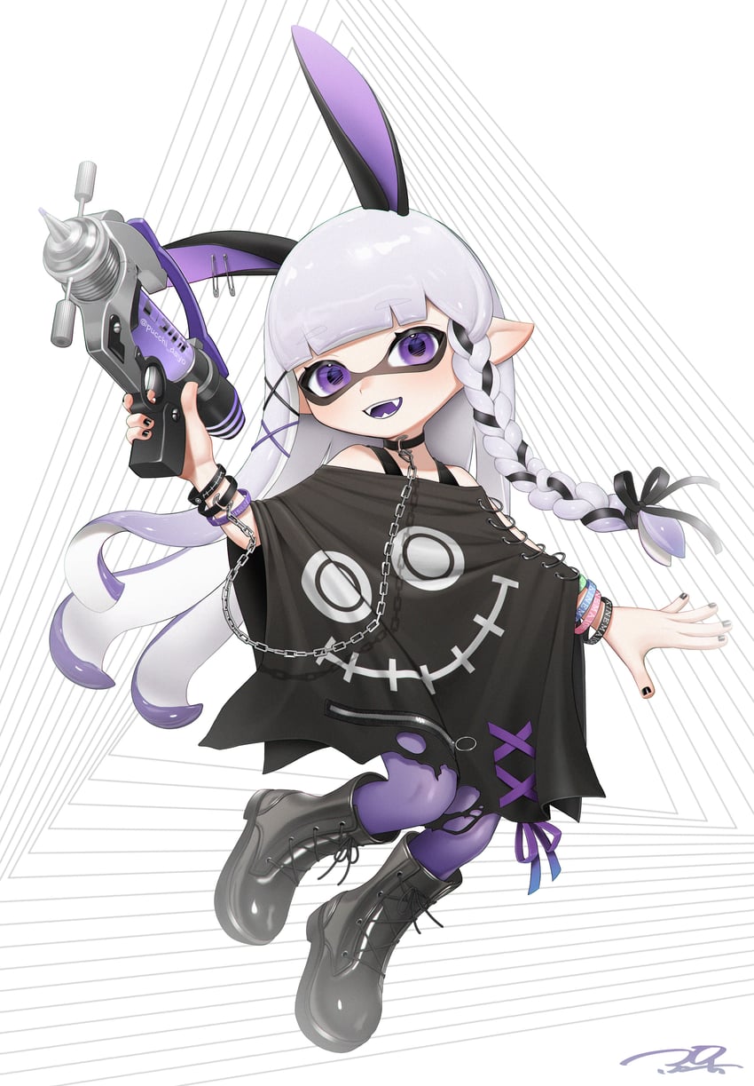inkling player character and inkling girl (splatoon) drawn by puchiman