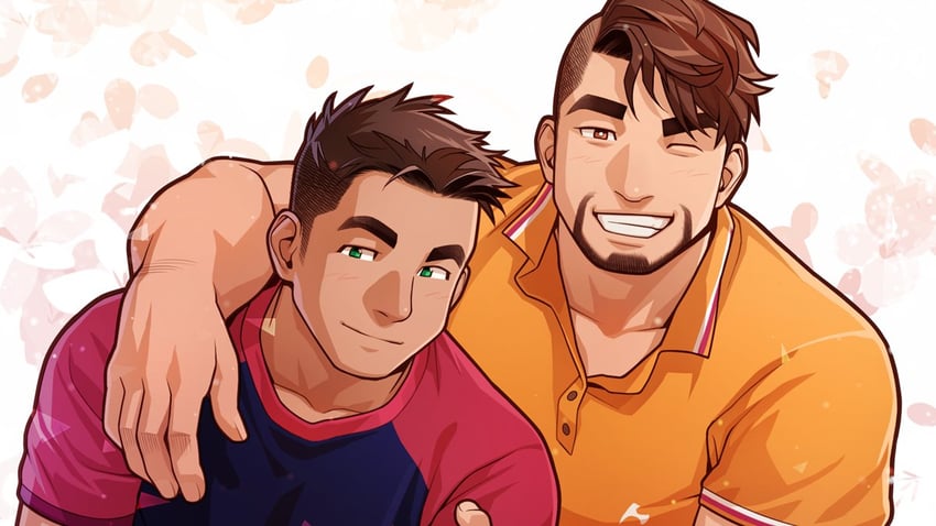 atsushi kenzaki and ryota hibiki (gachimuchi de dosukebe na kateikyoushi no oniisan to sugosu natsu) drawn by wasp_(anthyutena)