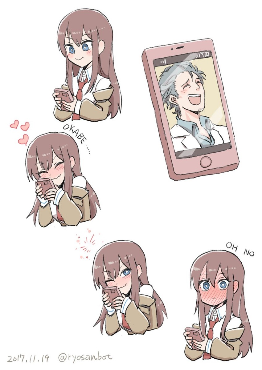 makise kurisu and okabe rintarou (science adventure and 1 more) drawn by ryou-san