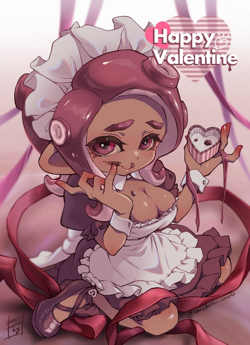 octoling player character and octoling girl (splatoon) drawn by kora_(midorin_mob)