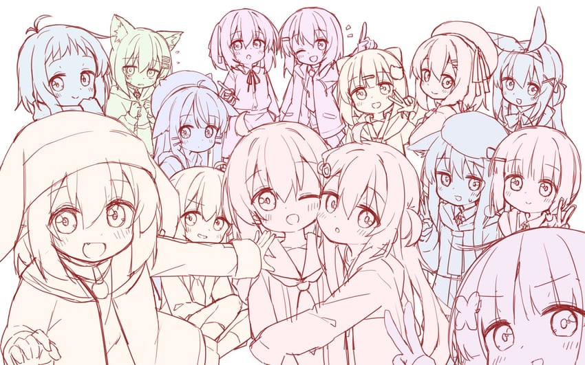 ii, yune, nia, shio, mei, and 10 more (original) drawn by yuune_(ayanepuna)