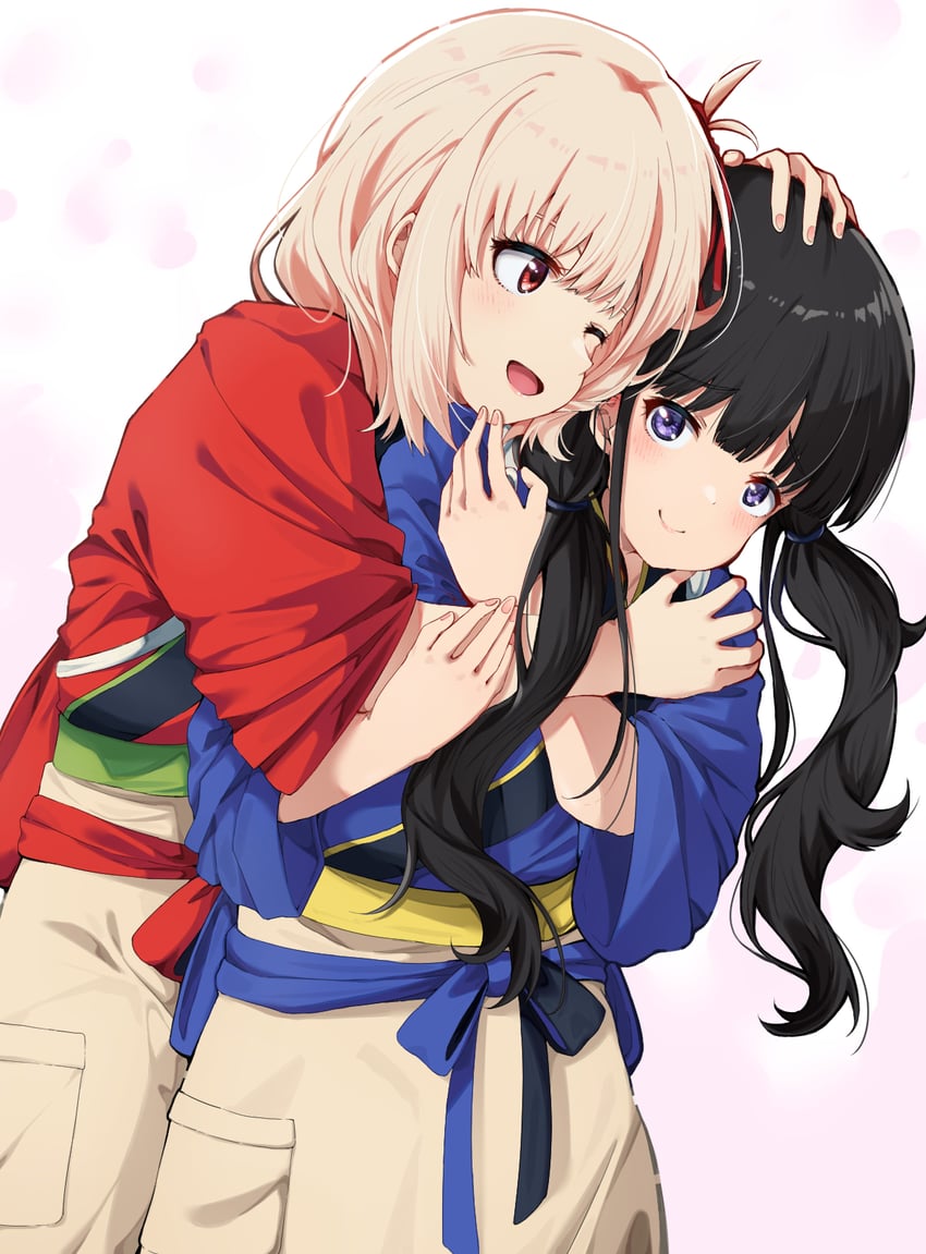 nishikigi chisato and inoue takina (lycoris recoil) drawn by aokaly