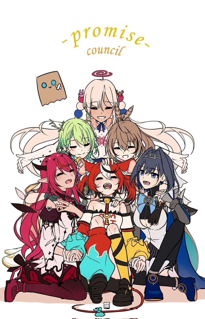 ouro kronii, nanashi mumei, hakos baelz, ceres fauna, irys, and 4 more (hololive and 1 more) drawn by ka_klstar