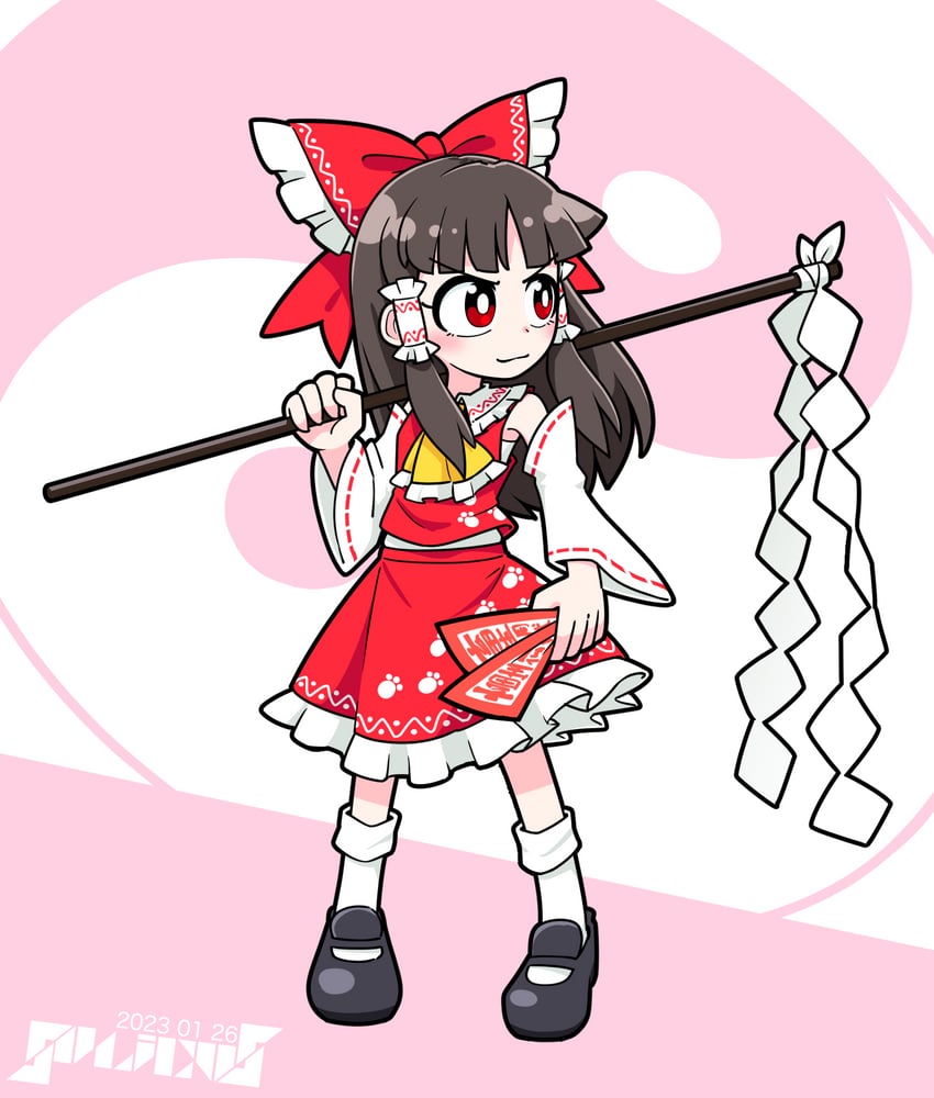 hakurei reimu (touhou and 1 more) drawn by solidus_(sword_cube)