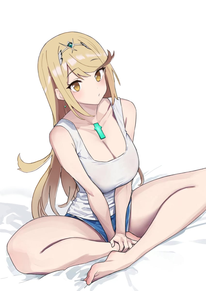mythra (xenoblade chronicles and 1 more) drawn by baffu and xunue3