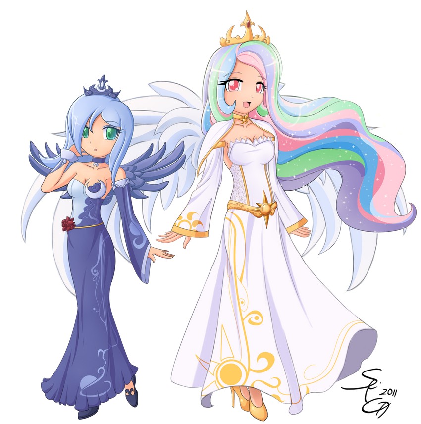 princess luna and princess celestia (my little pony and 1 more) drawn by seiryuga
