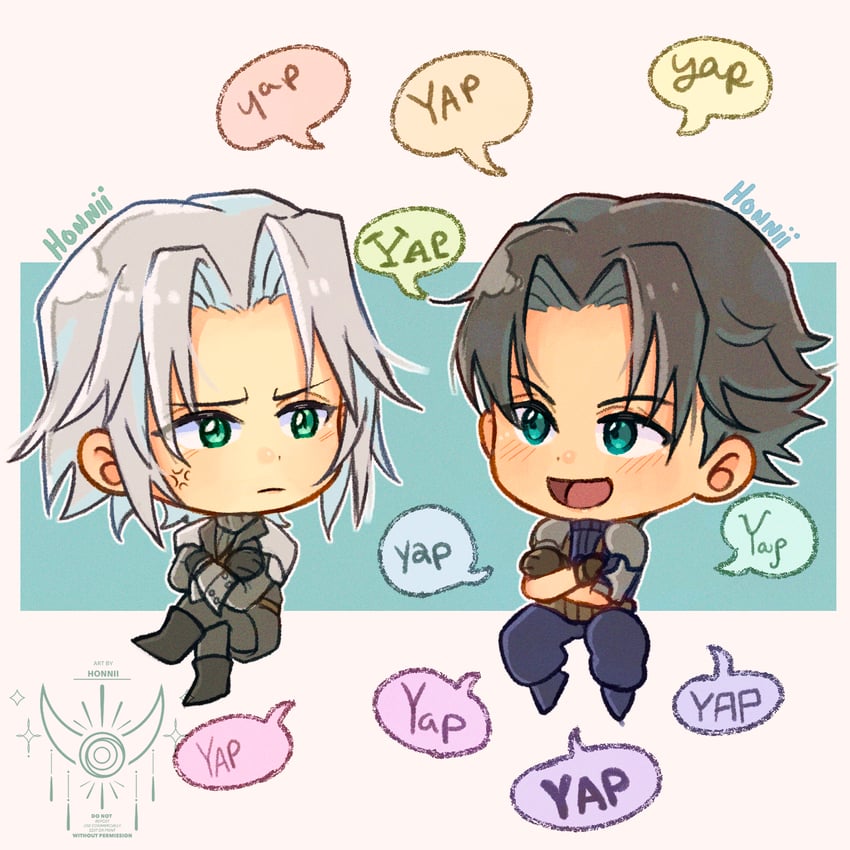 sephiroth and angeal hewley (final fantasy and 2 more) drawn by honnii