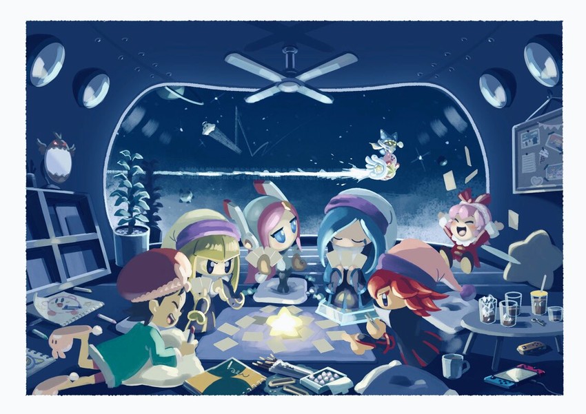 kirby, magolor, adeleine, ribbon, susie, and 5 more (kirby) drawn by kumoketu