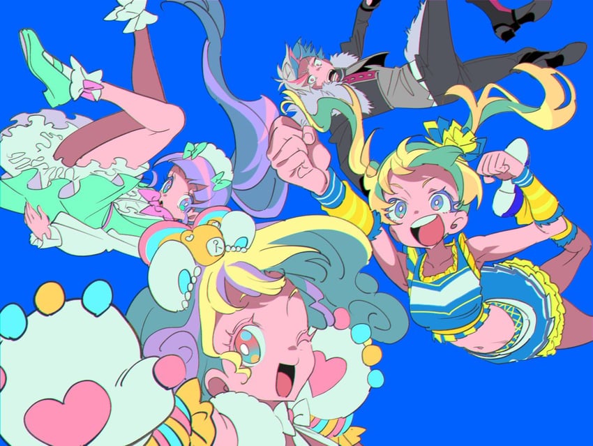 manaka non, amauri miruki, moegi emo, and ooedo shinya (pretty series and 4 more) drawn by zashima