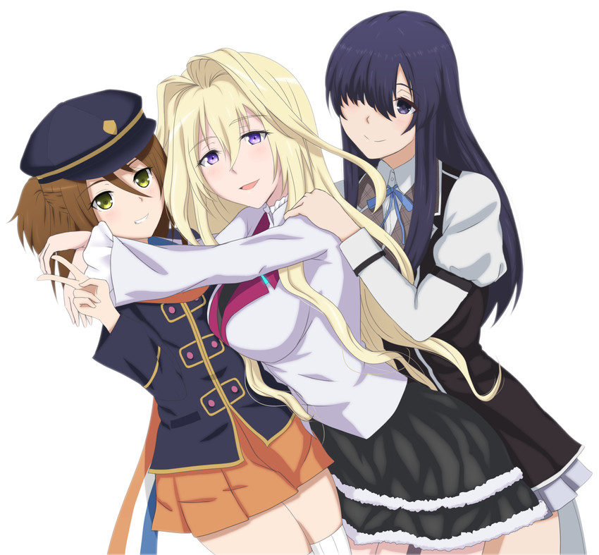 claudia enfield, nikaidou mari, and ayatsuji ayase (rakudai kishi no cavalry and 2 more) drawn by green_kaminari
