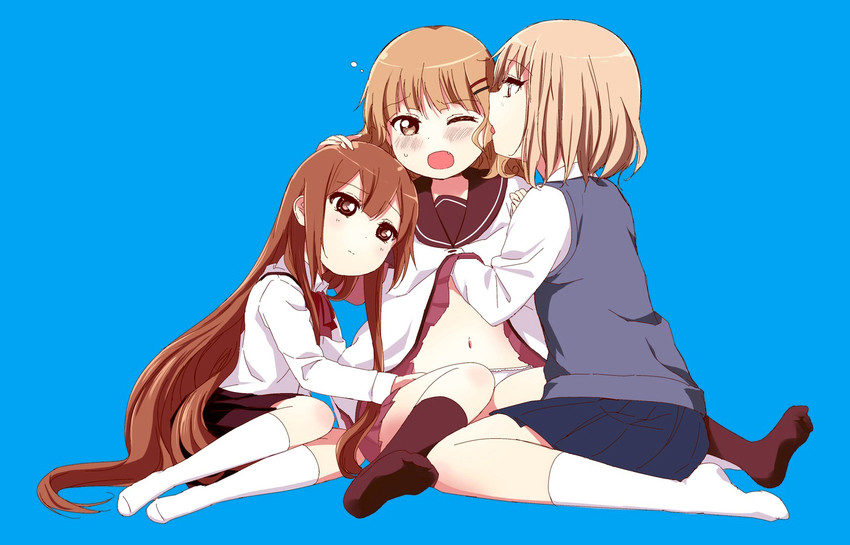 oomuro sakurako, oomuro hanako, and oomuro nadeshiko (yuruyuri and 1 more) drawn by kamiki_uutarou