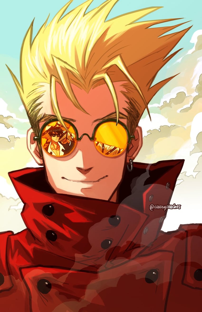vash the stampede and nicholas d. wolfwood (trigun) drawn by classystaches