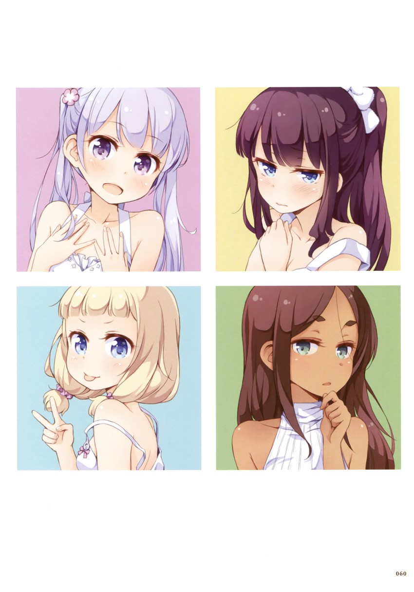 suzukaze aoba, takimoto hifumi, sakura nene, and ahagon umiko (new game!) drawn by tokunou_shoutarou