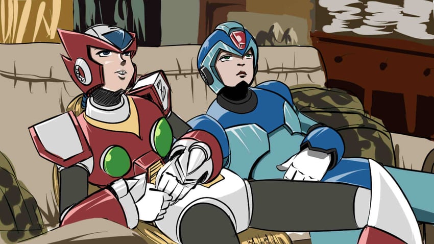 zero and x (mega man and 1 more) drawn by yehaonan