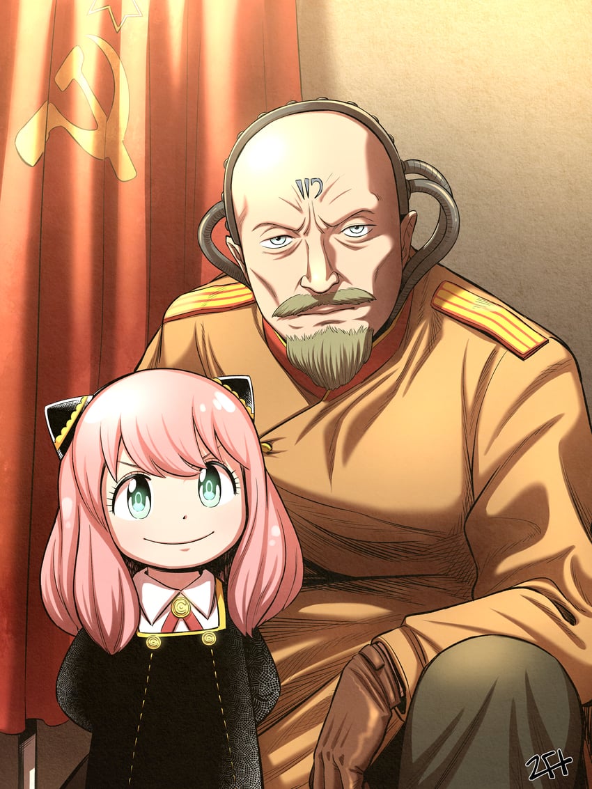 anya and yuri (spy x family and 3 more) drawn by isaosa