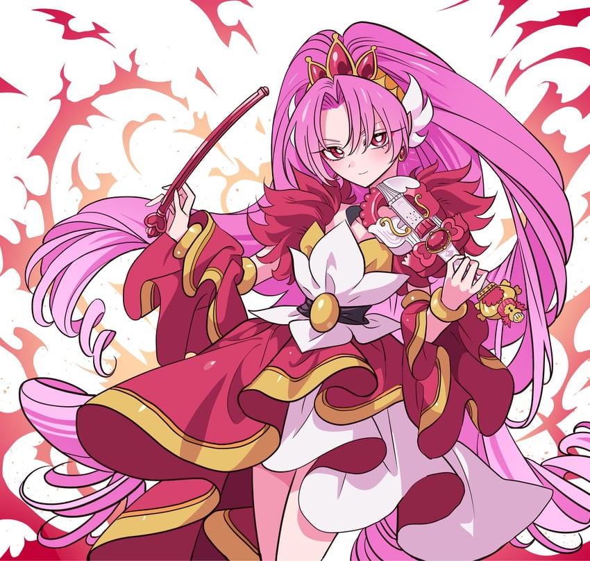 akagi towa and cure scarlet (precure and 1 more) drawn by meremero