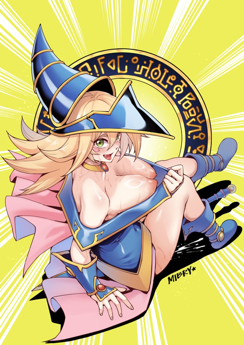 dark magician girl, dark magical circle, and dark magician girl the magician's apprentice (yu-gi-oh!) drawn by mibry_(phrysm)
