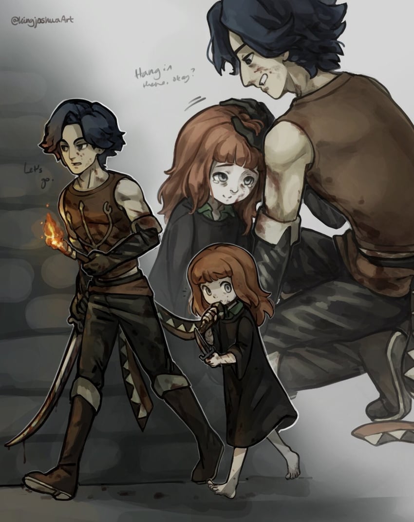 the girl and cahara (fear & hunger and 1 more) drawn by kingjoshua