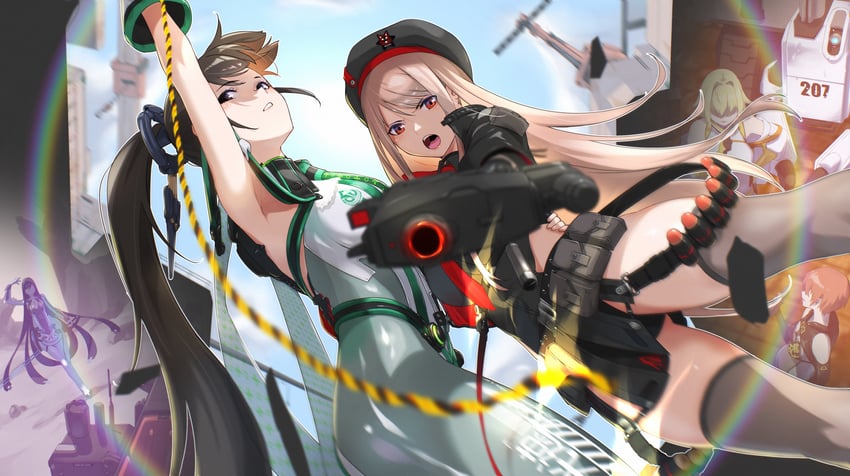 rapi, elegg, eve, raven, and lily artemis ii (goddess of victory: nikke and 2 more) drawn by fune_(fune83ojj)