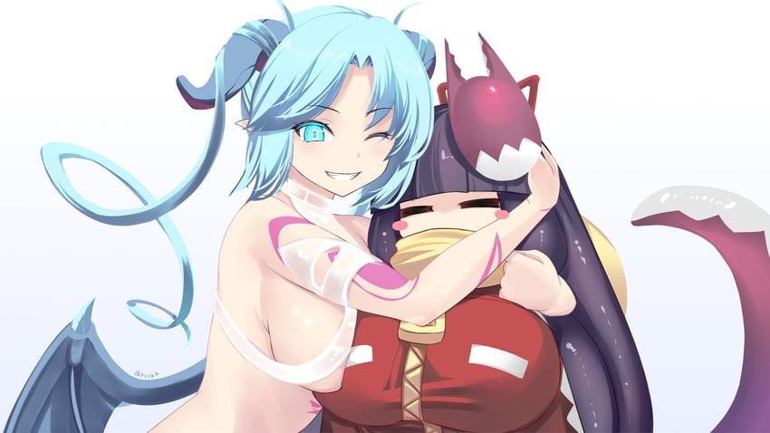 morrigan and nuruko (mon-musu quest! and 1 more) drawn by shiki_(psychedelic_g2)