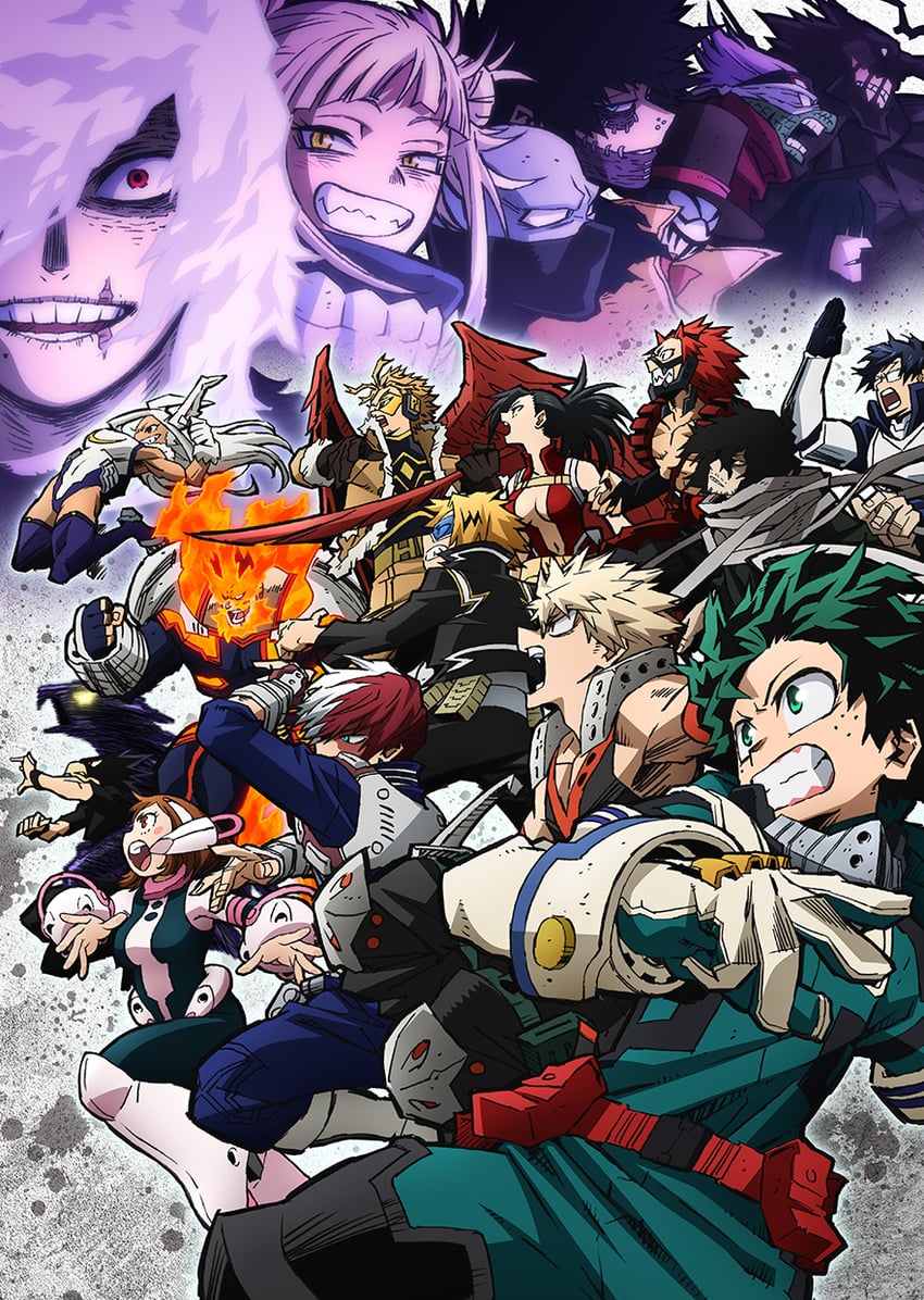 midoriya izuku, mirko, bakugou katsuki, uraraka ochaco, toga himiko, and 17 more (boku no hero academia) drawn by umakoshi_yoshihiko