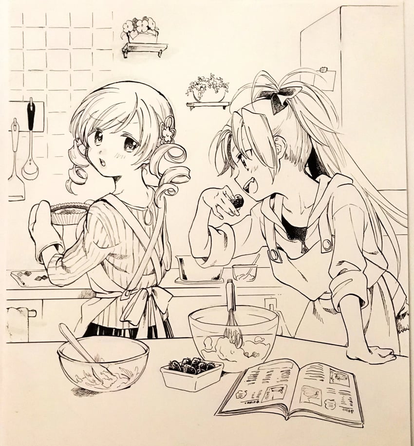 sakura kyoko and tomoe mami (mahou shoujo madoka magica) drawn by no+bi=