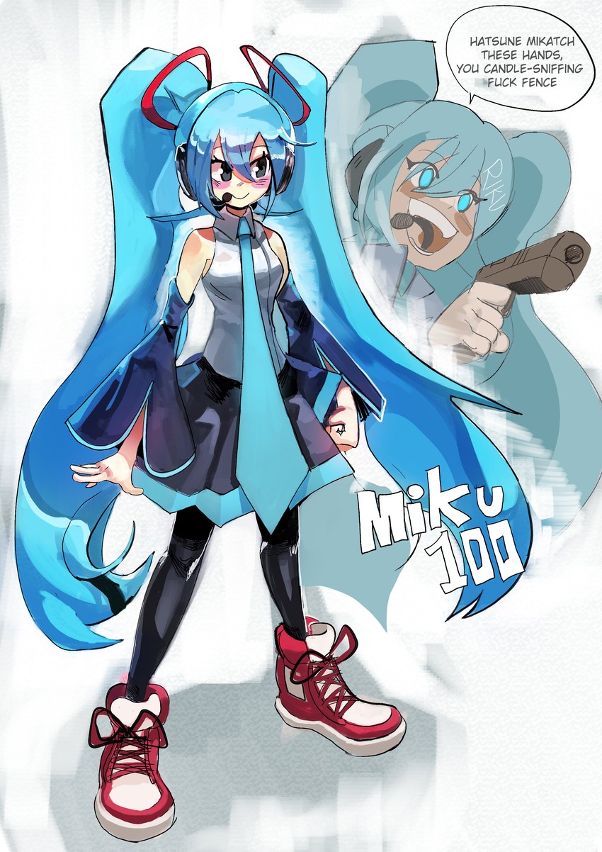 hatsune miku (vocaloid and 1 more) drawn by luny