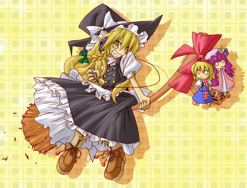 kirisame marisa, alice margatroid, and patchouli knowledge (touhou) drawn by fushigi_ebi
