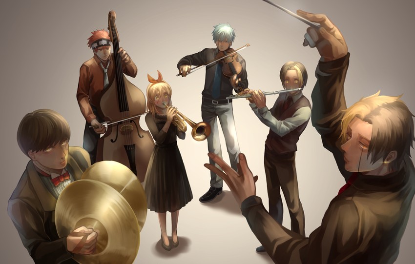 mash burnedead, finn ames, lance crown, rayne ames, lemon irvine, and 1 more (mashle) drawn by ranran_art