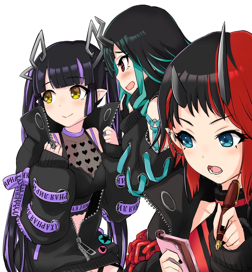 shishio chris, ryugasaki rene, and kojo anna (nanashi inc. and 1 more) drawn by jyaco