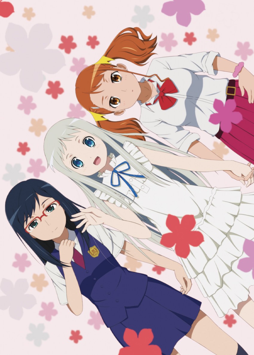 honma meiko, anjou naruko, and tsurumi chiriko (ano hi mita hana no namae wo bokutachi wa mada shiranai.) drawn by takamin_apaman