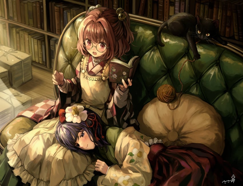 hieda no akyuu and motoori kosuzu (touhou) drawn by sasami_(shiroi_fuwafuwa)