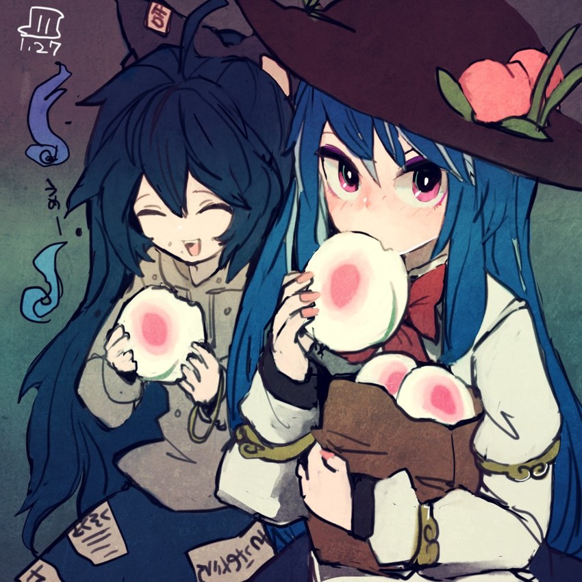 hinanawi tenshi and yorigami shion (touhou) drawn by maaru_(akira428)
